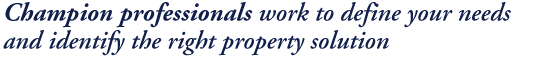 Champion professionals work to define your needs and identify the right property solution